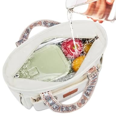 Lunch Bag Lunch Box Women - Leakproof Insulated Lunch Cooler Bag for Women - Large Lunch Tote Bags Adults, White - Image 5