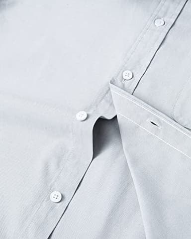 Alimens & Gentle Mens Solid Oxford Shirt Long Sleeve Dress Shirt Work Casual Button Down Shirts with Pocket Anthracite - Image 4