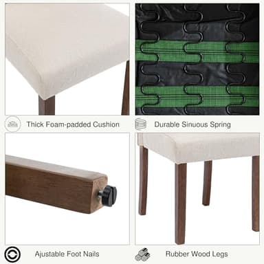 Stylish Upholstered Parsons Dining Chair Kitchen with Silver Nailhead Trim and Sturdy Solid Wood Legs - Image 6