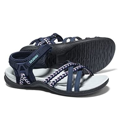 UBFEN Womens Hiking Comfort Sport Sandals Beach Vacation Camping Casual Sport Sandals with Adjustable Straps and Arch Support Size US 11 Blue Pink - Image 1