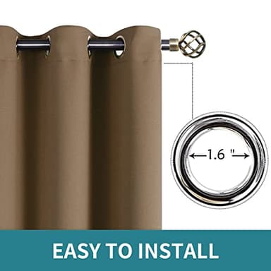 BGment Blackout Curtains for Living Room - Grommet Thermal Insulated Room Darkening Curtains for Bedroom, 2 Panels of 52 x 108 Inch, Taupe - Image 5