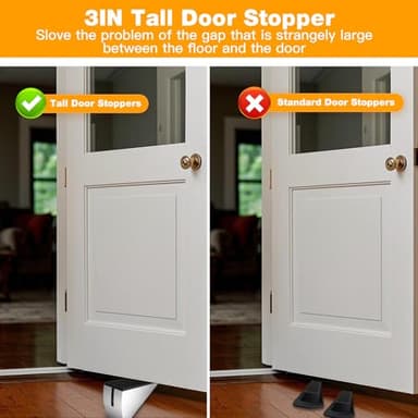 BINFEW Heavy Duty Metal Door Stop, Strongest Large Adjustable Spring Door Stopper Up to 3 inch Tall, Door Stoppers for Bottom of Door, Stainless Steel Silver Rubber Door Wedge for Any Heavy Doors - Image 4