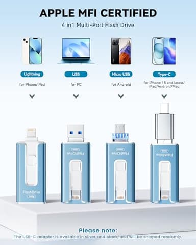 Flash Drive for iPhone iPad, Photo Stick for External Memory Storage, Easily Back Up and Save Photos Videos, USB Memory Stick Thumb Drive for iPhone/iPad/Android/PC (Blue) - Image 2
