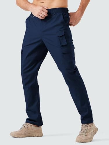 Winvote Men's Cargo Work Pants Water Resistant Tactical Pants 29" Lightweight Hiking Ripstop Pants Outdoor Apparel Navy Blue 38 - Image 2