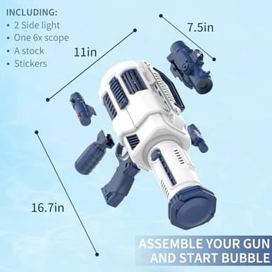Bubble Guns Automatic with Build-in Bubble Solution (4.4 oz), 3 Fans Drive 6X Lens Bubble Blower Machine, Cool Favors for Summer Ourtdoor Party Birthday Wedding Toy - Image 2