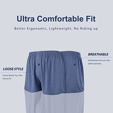 BAMBOO COOL Mens Boxers Short Classic Fit Soft Casual Underwear Loose Comfortable Breathable Boxer Shorts for Men (5 Pack), Large - Image 3