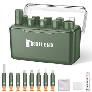 Ordilend for iPhone Cleaning Kit for Charging Port Cleaner, Multi-Tool iPhone Cleaner Repair Lightning Cable, cell Phone Cleaning Kit for iPad, Connector, Speaker, Airpod with Storage Case, Army Green - Image 1