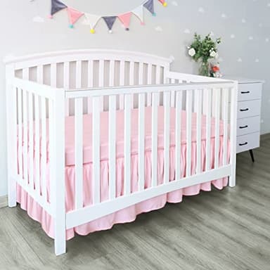 Crib Skirt Pleated Dust Ruffle Pink Nursery Room Decor for Girls Boys Crib Toddler Bedding 14" Drop fit Standard Crib Toddler Bed Skirts Machine Washable - Image 6