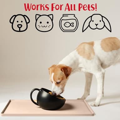 DogBuddy Dog Food Mat – Waterproof Dog Bowl Mat for Food and Water, Silicone Pet Feeding Mats for Floors, Non-Slip Placemat with High Edges for Dogs Bowls, Puppy Essentials (L: 24" x 16", Vanilla) - Image 4