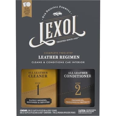 Leather Conditioner and Cleaner Kit by Lexol, Use on Furniture, Car Interiors, Shoes, Handbags, Includes 2 Application Sponges, Two-Step System, 16 oz Each - Image 7
