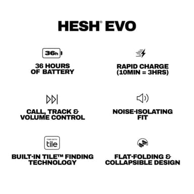 Skullcandy Hesh Evo Wireless Over-Ear Bluetooth Headphones with Extra USB-C Charging Cable, Noise Isolating, 36 Hours Battery, Foldable Lightweight Design, Microphone for iPhone Android - True Black - Image 9