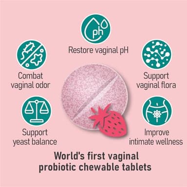 Chewable Vaginal Probiotics for Women 10 Billion CFU + Organic Prebiotics — Supports Vaginal Health, Maintains Vaginal pH Balance & Promotes Feminine Freshness, Strawberry-Flavored Tablets - Image 7
