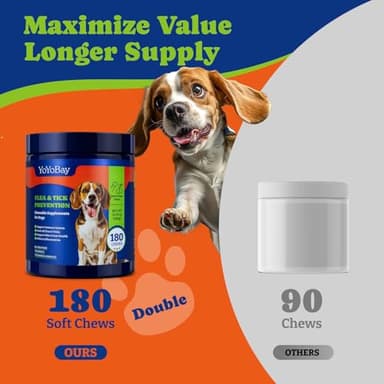 YoYoBay Flea and Tick Prevention for Dogs Chewable - 180 Soft Chews, Duck & Pear Flavor - Dog Flea and Tick Treatment Chewable, Natural Defense- Dog Immune Support Supplement - Image 6