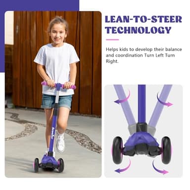 Kids Scooter,LED Lighted Wheels and 3 Adjustable Height Handlebars Scotters for Kids 3-12,3 Wheel Toddler Kick Scotter for Boys & Girls up to 132 Lbs. - Image 5