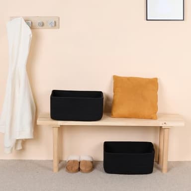 MiniArk Large Storage Baskets for Shelves, Closet Organizers Bins for Clothes Blanket Towels, Baby Nursery, Toy Baskets Box, Woven Rope Baskets, 17 x 13 x 7.5”, 3 Packs Black - Image 6