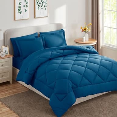 CozyLux Queen Comforter Set Teal - Bed in a Bag Queen Size 7 Pieces, Luxury Soft Bed Set for All Seasons, Bedding Set with Down Alternative Comforter, Sheets, Pillowcases & Shams - Image 8