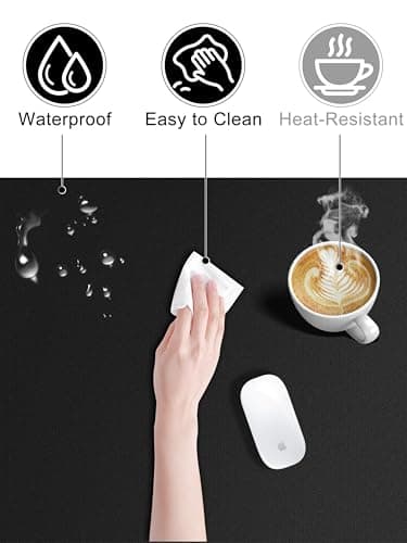 TopMade Wireless Charging Mouse Pad, Waterproof Gaming Mousepad with Ultra-Smooth Surface, Non-Slip Base, 31.5"x15.75" XXL Large Desk Pad, Classic Black Computer Desk Mat for MacBook, PC, Laptop - Image 6