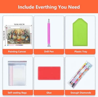 Diamond Art Kits for Adults, Inspirational Diamond Painting Kits for Beginners, 5D Vase Round Full Drill Gem Art for Adults, Paint by Diamonds Pictures DIY Crafts Kits 16x12inch - Image 5