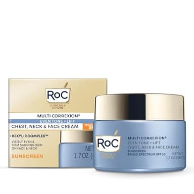 RoC Multi Correxion 5 in 1 Chest Neck Face Moisturizer Face Cream with SPF 30 for Visible Wrinkle and Neck Firming and Tightening, Oil Free Skin Care, 1.7 oz (Packaging May Vary) - Image 1