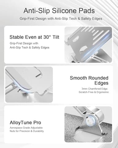 Laptop Stand for Desk Adjustable Computer Stand Foldable Laptop Riser Notebook Holder Adjustable Height for MacBook PC Computer Notebook Office Desk Accessories 10-17 Inch - Image 7