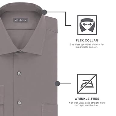 Van Heusen Men's Dress Shirt Regular Fit Flex Collar Check, Vert, 18" Neck 32"-33" Sleeve - Image 6