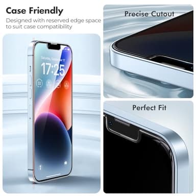 UNBREAKcable 2-Pack Screen Protector for iPhone 16e/13/13 Pro/14, Double Shatterproof Tempered Glass [Easy Installation] [9H Hardness] [99.99% HD] [Case Friendly] for Apple 13 Pro/13/14/16e 6.1 inch - Image 6