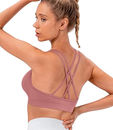 VEQKING 3 Pack Womens Strappy Sport Bras Criss-Cross Back Workout Yoga Bralettes Medium Support Bra for Running Gym Exercise - Image 2