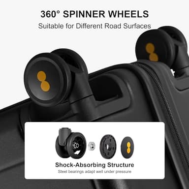 LEVEL8 Elegance Matte Luggage Set, 20 Inch Carry-on Luggage, 28“ Large Suitcase Lightweight Hardside Suitcases with Wheels,Tsa Lock,2-Piece Set(20/28), Black - Image 5