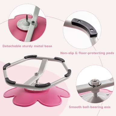 ROBUD Kids Sensory Swivel Chair, Autism Kids Swivel Chair with Non-Slip Design, Training Body Coordination, Flower Shape Wobble Chair, No Assembly, Pink - Image 4