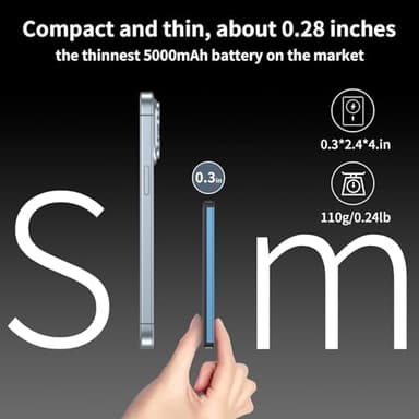 iAXBi Magnetic Portable Charger, 5000mAh Wireless Power Bank with 20W USB-C to USB-C+PD Fast Charging Cable, Mag-Safe Battery Pack Magnetic Charger for iPhone 16/15/14/13/12/11 Pro/Pro Max/Plus - Image 3
