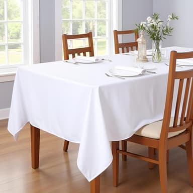 sancua Rectangle Tablecloth - 60 x 102 Inch - Stain and Wrinkle Resistant Washable Polyester Table Cloth, Decorative Fabric Table Cover for Dining Tables, Buffet Parties and Camping, White - Image 2