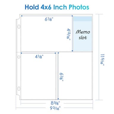 MaxGear 30 Pack 4 x 6 Photo Sleeves for 3 Ring Binder, Heavy-Duty Archival Photo Page Protectors Holds 180 Pictures 3-Pocket Clear Picture Album Refill Pages - Image 5