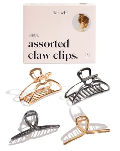 Kitsch Metal Hair Clips for Women - Durable & Elegant Metal Claw Clips, Perfect for Everyday Use & Special Occasions | Ideal Gifts for Women - Gold & Hematite - 4 Pieces - Image 8