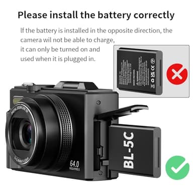4K Digital Camera for Photography, 64MP Vlogging Camera for YouTube with 3" 180° Flip Screen, 18X Digital Zoom Point and Shoot Camara with 32GB Micro SD Card for Beginner (Black) - Image 5