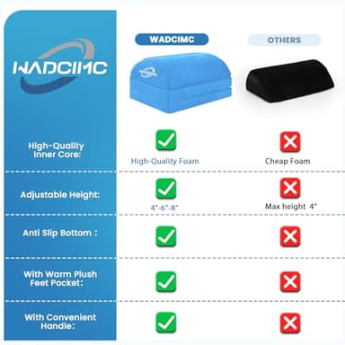 WADCIMC Foot Rest for Under Desk at Work, Warmer Feet Pocket Footrest,Foot Stool with Washable Cover,Comfortable Footrest with 3 Adjustable Heights, for Office Gaming Chair, for Leg Support, XL(18IN) - Image 5