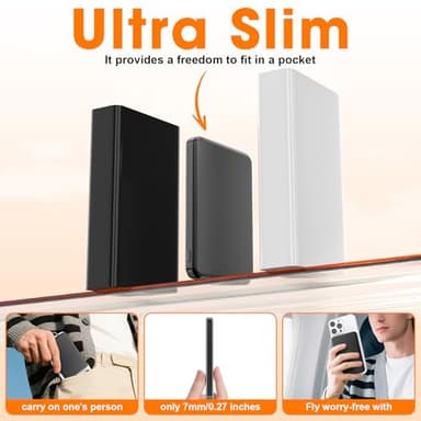 NZKEEYZI for MagSafe Portable Charger, 0.3" Ultra Slim 5000mAh Magnetic Power Bank, 25W PD Fast Charging Battery Pack with Built-in Cable, Travel Battery Bank for for iPhone 16/15/14/13/12, Black - Image 7