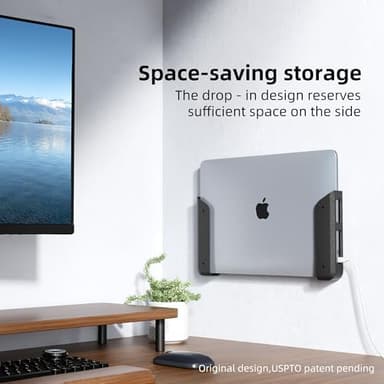 ELETIUO Wall & Under Desk Laptop Mount Holder with Adhesive & Screws in,1.02"/ 26 mm Thick,Anti-Scratch Pads,Universal for MacBooks,Surface,Keyboards,Tablets,Switch &More - Image 3