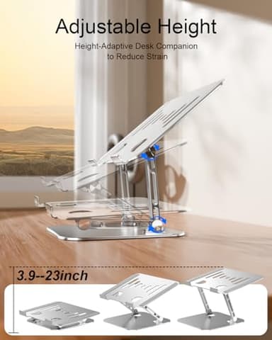 Laptop Stand for Desk Adjustable Computer Stand Foldable Laptop Riser Notebook Holder Adjustable Height for MacBook PC Computer Notebook Office Desk Accessories 10-17 Inch - Image 3
