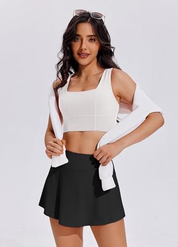 PINSPARK Tennis Skirts Womens Pleated Skirts Athletic Skort Mini Golf Skirts with Pocket Pickleball Skorts,Black Large - Image 5