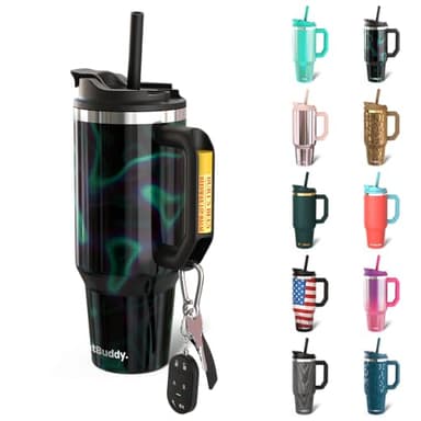 Frost Buddy Thicc Buddy - 40 oz Stainless Steel Vacuum Insulated Tumbler with Lid and Straw for Water - Travel Mug Cupholder Friendly - Gifts for Women Men Him Her (Northern Lights) - Image 1
