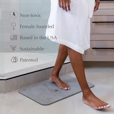 Dorai Home Bath Stone Mat 23.6"x15.4" (2-Pack) – Quick-Dry, Non-Slip Diatomite Stone Bath Mat, Rain Slate - Image 3