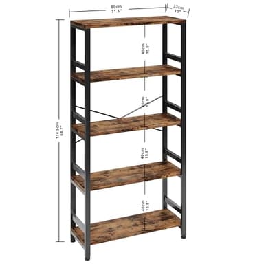 IRONCK Bookshelves and Bookcases, 31.5in Wide Shelf 5-Tier Ladder Shelf 110lbs/shelf Vintage Industrial Style Bookcase for Bedroom Living Room Home, Vintage Brown - Image 3