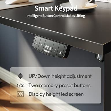 Agilestic Electric Standing Desk, 48 x 24 Inches Height Adjustable Desk, Sit Stand up for Work Office Home, Ergonomic Rising Gaming Computer Table with Memory Preset, Black - Image 8