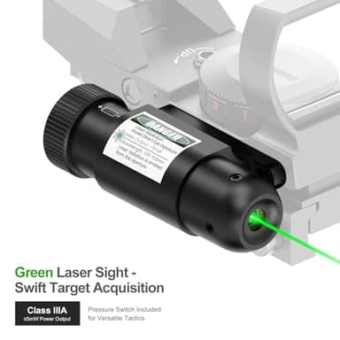 Feyachi RSL-88 Reflex Sight - 4 Reticle Red & Green Dot Sight Optics with Integrated Green Laser Sight Less Than 5mW Output with Pressure Switch - Image 3
