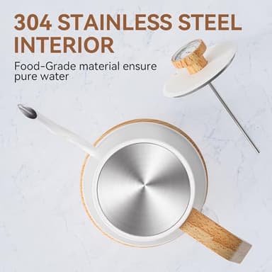 Nueve&Five Gooseneck Electric Kettle with Thermometer,Electric Tea Kettle 1L with Auto Shut-Off,1000W Hot Water Kettle of Stainless Steel for Coffee & Tea -White - Image 4