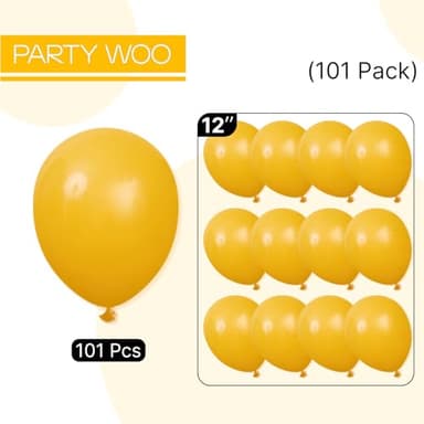 PartyWoo Mustard Yellow Balloons 101 pcs 12 Inch Fall Color Yellow Latex Helium Balloons for Graduation Thanksgiving Baby Shower Little Cutie Birthday Party Decorations Yellow-F57 - Image 6