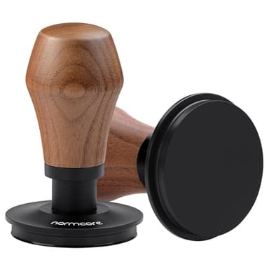 Normcore 53.3mm Coffee Tamper V4.1 with Click Sound Feedback, Fits Breville Sage 54mm Espresso Machines Portafilter, Spring Loaded Tamper with Flat Base, Genuine American Walnut Handle - Image 1