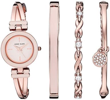 Anne Klein Women's AK/3284LPST Blush Pink and Rose Gold-Tone Bangle Watch and Premium Crystal Accented Bracelet Set - Image 1