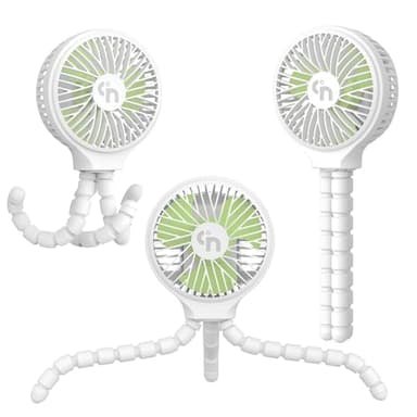 HomeLifairy Portable Stroller Fan, USB or Rechargeable Battery Operated with 3 Speeds and 360°Rotate, Cooling Clip On for Baby Crib Travel Car Seat White - Image 7