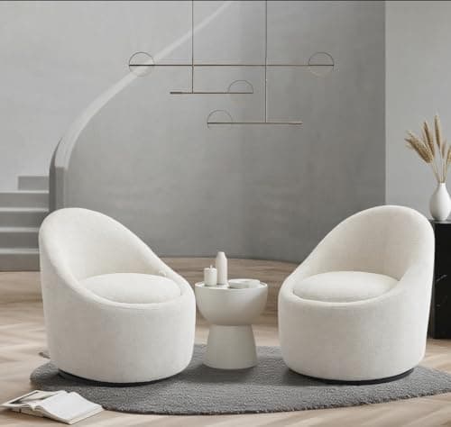Swivel Barrel Accent Chair Set of 2, 360 with Hidden Storage, Modern Small Round Accent Chair for Living Room/Bedroom - Beige - Image 1